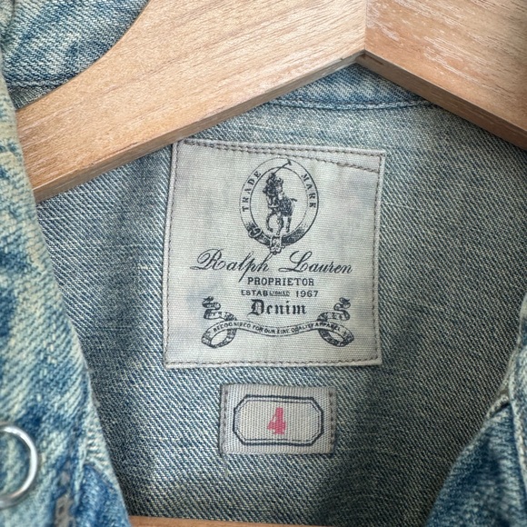 Ralph Lauren Distressed Denim Shirt Size 4 - Picture 3 of 7